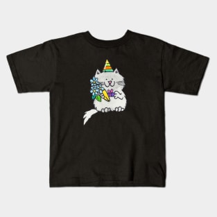 Gray birthday cat Kids T-Shirt